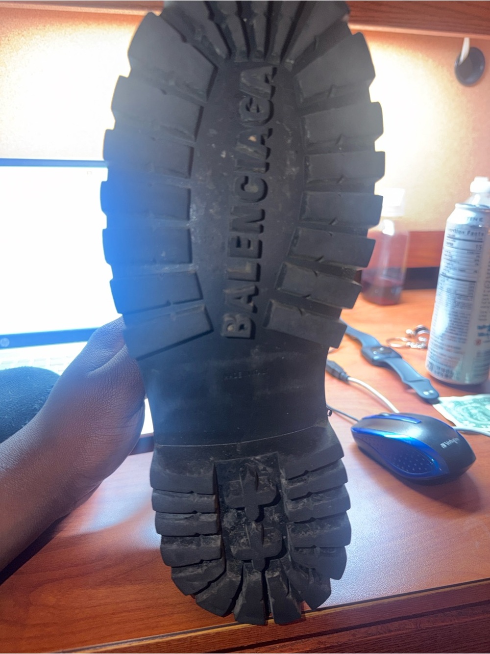 Balenciaga Black Distressed Striker Boots